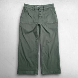 Tribal Jeans Audrey Wide Crop Pants Hugging Mid Rise Stretch Women 8 Green